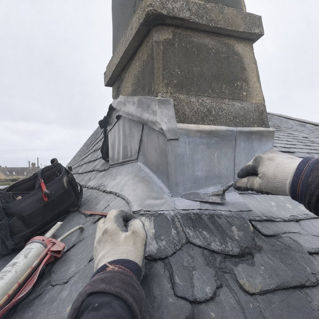 Réparation d'un solin de cheminée à l'origine d'une fuite de toiture à Rennes — MD Toiture