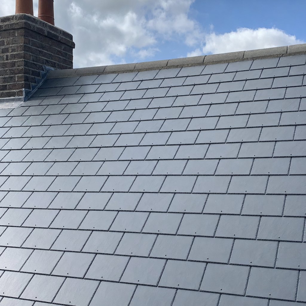 Ardoise naturelle gris anthracite posée sur toiture bretonne — détail pose artisan couvreur MD Toiture Rennes